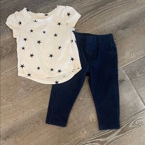 Star Print Tee and Jean Leggings Set